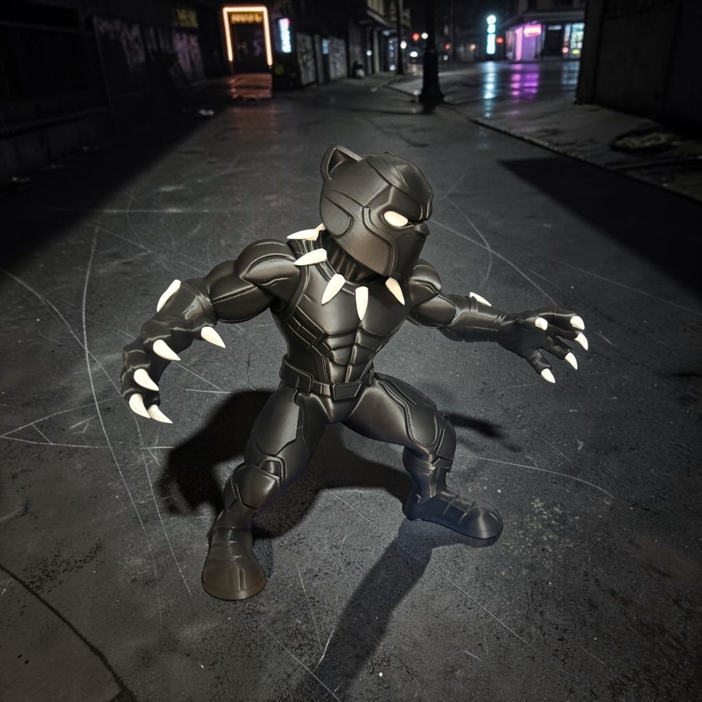 Panther Warrior Chibi Figure | Fantasy Guardian Collectible | 3D Printed & Hand Finished