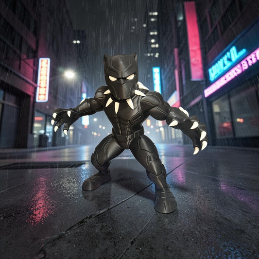 Panther Warrior Chibi Figure | Fantasy Guardian Collectible | 3D Printed & Hand Finished